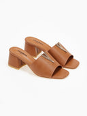 Mules με v cut μεταλλικό στοιχείο - Ταμπά - thefashionproject.gr - Stephan