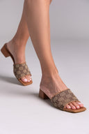 Mules με υφασμάτινη φάσα και print TFP - Ταμπά - thefashionproject.gr - TFP
