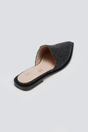 Mules μυτερά από ψάθα - Μαύρο - thefashionproject.gr - MIRA