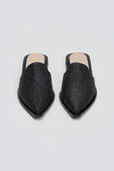 Mules μυτερά από ψάθα - Μαύρο - thefashionproject.gr - MIRA
