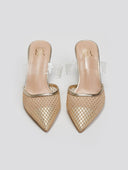 Mules μυτερά με διακριτικά στρας ERYNN - Χρυσό - thefashionproject.gr - ERYNN