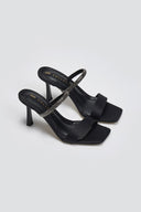 Mules σατέν με στρας λουράκι TFP - Μαύρο - thefashionproject.gr - TFP