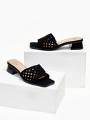 Mules suede με πλεκτή φάσα ERYNN