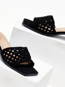Mules suede με πλεκτή φάσα ERYNN