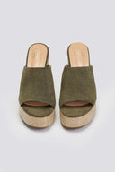Mules suede με ψάθα στη σόλα ERYNN - Χακί - thefashionproject.gr - ERYNN