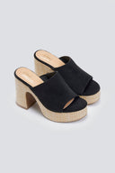 Mules suede με ψάθα στη σόλα  ERYNN