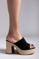 Mules suede με ψάθα στη σόλα  ERYNN