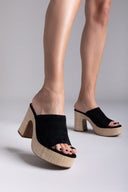Mules suede με ψάθα στη σόλα  ERYNN