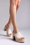 Mules suede με ψάθα στη σόλα  ERYNN