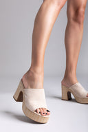 Mules suede με ψάθα στη σόλα  ERYNN