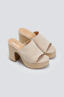 Mules suede με ψάθα στη σόλα  ERYNN