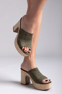 Mules suede με ψάθα στη σόλα  ERYNN