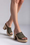 Mules suede με ψάθα στη σόλα  ERYNN