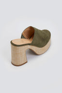 Mules suede με ψάθα στη σόλα  ERYNN