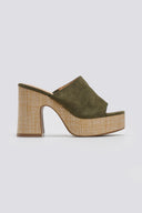 Mules suede με ψάθα στη σόλα  ERYNN