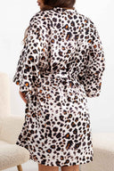 Νυχτικό σατέν με print και ρόμπα - Μπεζ - thefashionproject.gr - Modern ocean