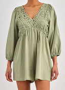 Ολόσωμο σορτς με crocchet σχέδιο - Χακί - thefashionproject.gr - BISOU