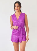 Ολόσωμο σορτς με παγιέτες - Magenta - thefashionproject.gr - The Fashion Project