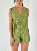 Ολόσωμο σορτς με παγιέτες - Πράσινο - thefashionproject.gr - The Fashion Project