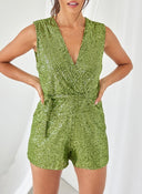 Ολόσωμο σορτς με παγιέτες - Πράσινο - thefashionproject.gr - The Fashion Project