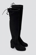 Over - the - Knee Suede Boots with Tie - Black Suede - thefashionproject.gr - BOTEGGA 22