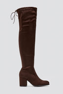 Over - the - Knee Suede Boots with Tie - Brown Suede - thefashionproject.gr - BOTEGGA 22