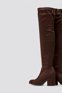 Over - the - Knee Suede Boots with Tie - Brown Suede - thefashionproject.gr - BOTEGGA 22