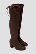 Over - the - Knee Suede Boots with Tie - Brown Suede - thefashionproject.gr - BOTEGGA 22