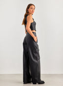 Παντελόνι cargo δερματίνη - Μαύρο - thefashionproject.gr - The Fashion Project