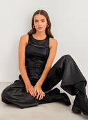 Παντελόνι cargo δερματίνη - Μαύρο - thefashionproject.gr - The Fashion Project