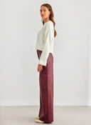 Παντελόνι cargo δερματίνη - Μπορντό - thefashionproject.gr - The Fashion Project