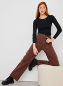 Παντελόνι cargo με φαρδιά μπατζάκια - Καφέ - thefashionproject.gr - The Fashion Project