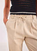 Παντελόνι με λινό ONLY 15278710 - Μπεζ - thefashionproject.gr - ONLY
