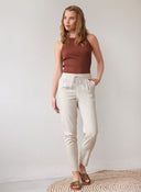 Παντελόνι mid waist με λινό Vero Moda 10279691