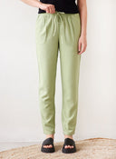 Παντελόνι mid waist με λινό Vero Moda 10279691 - Βεραμάν - thefashionproject.gr - VERO MODA