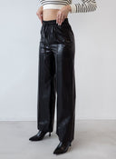 Παντελόνι ψηλόμεσο δερματίνη BISOU - Μαύρο - thefashionproject.gr - BISOU