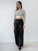 Παντελόνι ψηλόμεσο δερματίνη BISOU - Μαύρο - thefashionproject.gr - BISOU