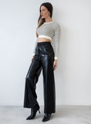Παντελόνι ψηλόμεσο δερματίνη BISOU - Μαύρο - thefashionproject.gr - BISOU