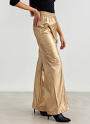 Παντελόνι ψηλόμεσο δερματίνη BISOU - Χρυσό - thefashionproject.gr - BISOU