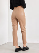 Παντελόνι ψηλόμεσο δερματίνη με ραφές - Caramel - thefashionproject.gr - The Fashion Project