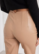Παντελόνι ψηλόμεσο δερματίνη με ραφές - Caramel - thefashionproject.gr - The Fashion Project