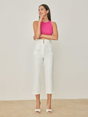 Παντελόνι ψηλόμεσο με τρία κουμπιά - Λευκό - thefashionproject.gr - The Fashion Project