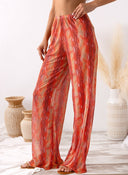 Παντελόνι see through με print - Κοραλί - thefashionproject.gr - Modern ocean