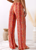 Παντελόνι see through με print - Κοραλί - thefashionproject.gr - Modern ocean