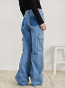 Παντελόνι τζιν cargo wide leg 