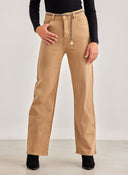 Παντελόνι τζιν wide leg με αλυσίδα - Μπεζ - thefashionproject.gr - The Fashion Project