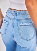 Παντελόνι τζιν wide leg με ξέφτια