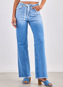 Παντελόνι τζιν wide leg με ξέφτια