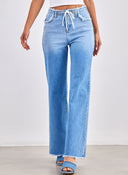 Παντελόνι τζιν wide leg με ξέφτια