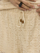 Παντελόνι wideleg crochet Vero Moda 10325044 - Μπεζ - thefashionproject.gr - VERO MODA